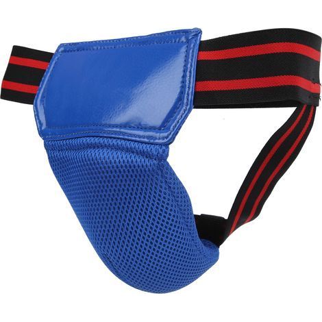 Atmungsaktiver Tiefschutz aus PU-Leder im Jockstrap-Stil für Kickboxen und Muay Thai, blau (1/5)