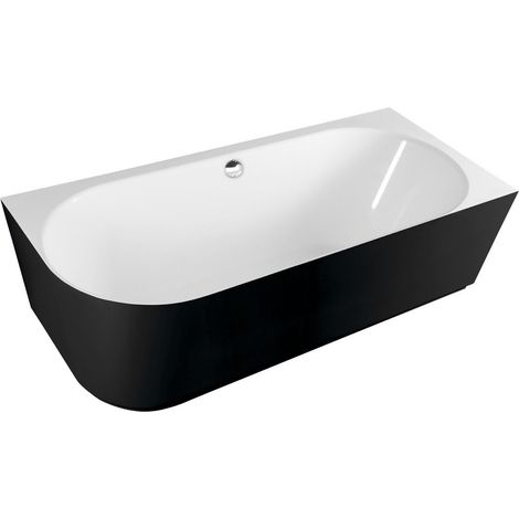 SUSSI R Baignoire d'angle sur pied en marbre moulé 160x70x49,5cm, noir/blanc (1/4)