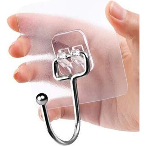 Transparente Klebehaken, 8 Stück wasserdichte, hochbelastbare transparente Haken, 44 lb/ 20 kg (max.) Klebehaken für Badezimmer, Schlafzimmer, Badezimmer, Küche, Tür, Wand, Kühlschrank, Decke. (1/4)