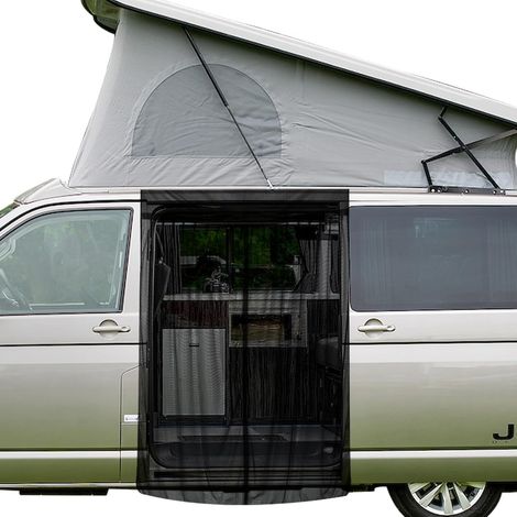 1 Moustiquaire Magnétique Porte Latérale, Maille Respirante Double Fermeture Éclair, Pour Mercedes-Benz Viano Vito Marco Polo Camping (1/5)