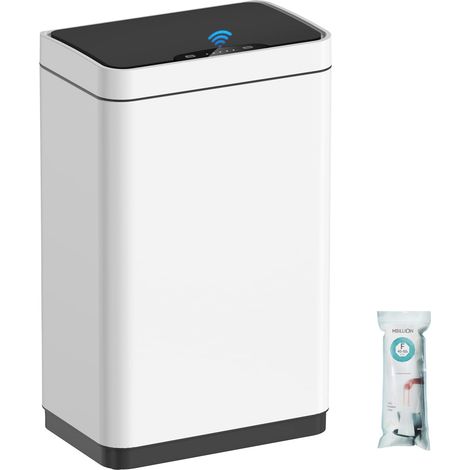 Poubelle de cuisine sans contact - 50 l - Avec détecteur de mouvement automatique - En acier inoxydable - Avec couvercle - Rectangulaire - Pour cuisine, chambre à coucher, bureau à domicile (1/5)