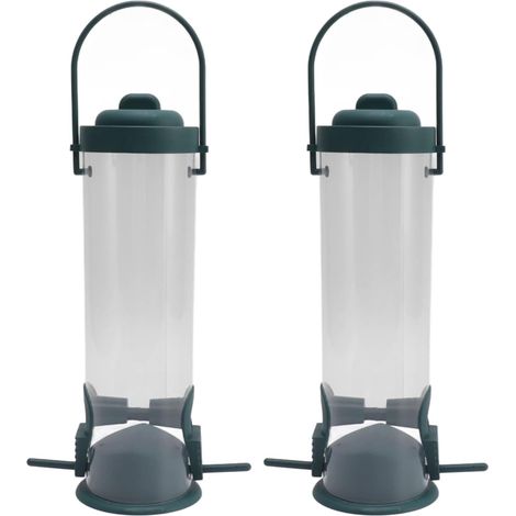 2er-Set Futterspender für Vogelrohre, 6,5 cm breite Öffnung, transparenter Kunststoff-Futterspender für Finken, Gartendekoration mit 2 Lüftungsöffnungen und 2 Anschlüssen für den Außenbereich