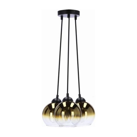 Lampe à suspension Nubia noire 3x60w e27 abat-jour doré