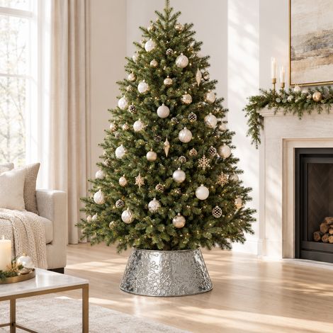 Base per albero in metallo colore argento, decorazione natalizia -57 cm (1/5)