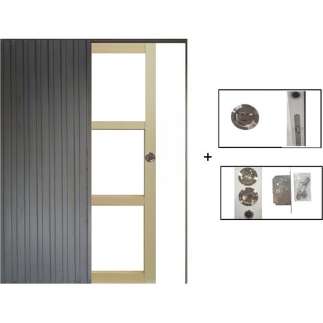 Porte Coulissante bois Ayous Vitrage transparent H204 x L83 + Systeme à  Galandage (1/5)