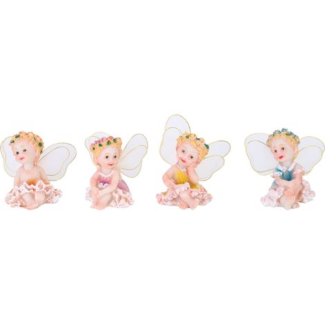 4 Pièces Adorables Fées Assises en Résine pour Décoration de Jardin et Intérieur (1/5)
