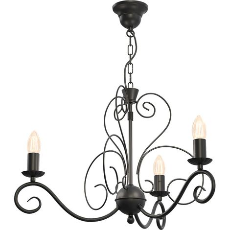 Lampadario rustico nero in metallo Mauro 3 luci E14 Luminex