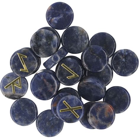 25-teiliges Runenstein-Set, Kristall für Hexen-Anfänger, Hexerei, Wahrsagerei, Meditation, Spiritualität, Blauer Streifen (1/5)