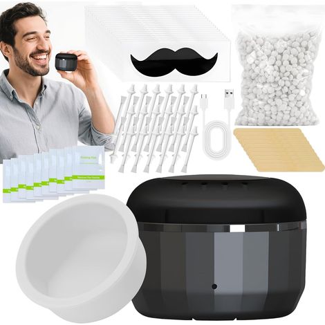 Kit d'épilation du nez pour homme, kit de cire portable pour épilation, mini pot de cire à chauffage rapide USB avec 100 g de perles de cire, 30 bâtons d'épilation du nez et des oreilles, 20 (1/5)