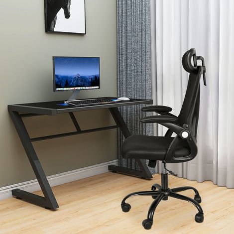 Fauteuil Bureau, Chaise Bureau, Appuie-tête, Accoudoir, Chaise Bureau Ergonomique 135° Verrouillable et Basculante, Chaise d'ordinateur pour Bureau à Domicile, Noir (1/5)