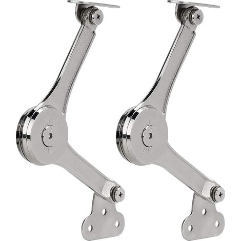 Juego de 2 bisagras de soporte de tapa de alta resistencia con topes plegables de cierre suave, 21,2 x 4,2 cm, aleación de zinc. (1/4)