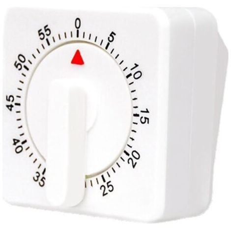 Pair Horloge de cuisine mécanique de 60 minutes, minuteur visuel carré blanc avec alarme forte - Blanc (1/4)