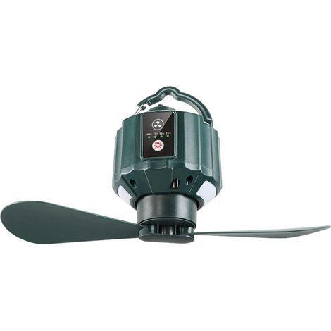Wiederaufladbarer USB-Campingventilator mit Timer und Fernbedienung sowie abnehmbaren Flügeln und Tragehaken. Vielseitig einsetzbar für Zelte, Outdoor-Aktivitäten und Zuhause (26 × 13,2 × 18 cm). (1/4)