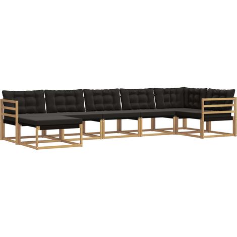 Outdoor Sofa Set with Cushion 7 pcs White and Black vidaXL (1/5)