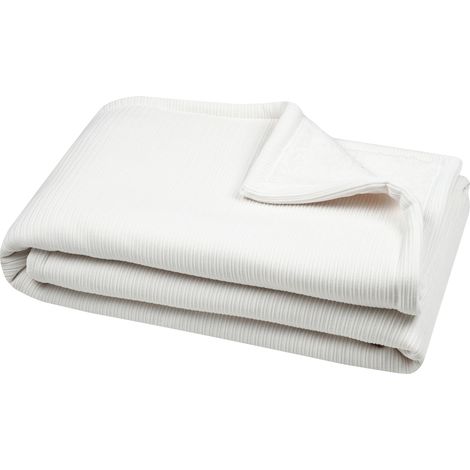 Plaid côtelé ultra doux Ecru 130x160 cm (1/3)