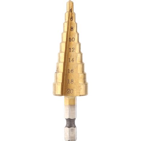 1pc High Speed Steel Titanium Coated Step Drill Bit Hole Cutter Hex Shank Power Tools 4-20mm (1/5)