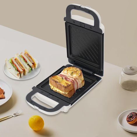 Machine à sandwich électrique pour le petit déjeuner, machine à gaufres chauffée double face haute puissance, cuisine de dortoir de bureau 24  15  9,5 cm