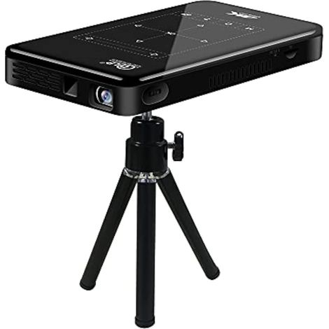Projecteur Mini DLP, 3D 4K HD 1080P Portable Smart WiFi DLP Beamer Projecteur avec Trépied Home Theater Player Prise en du Système Android/HDMI/USB/Bluetooth/TF Card (EU (1/5)
