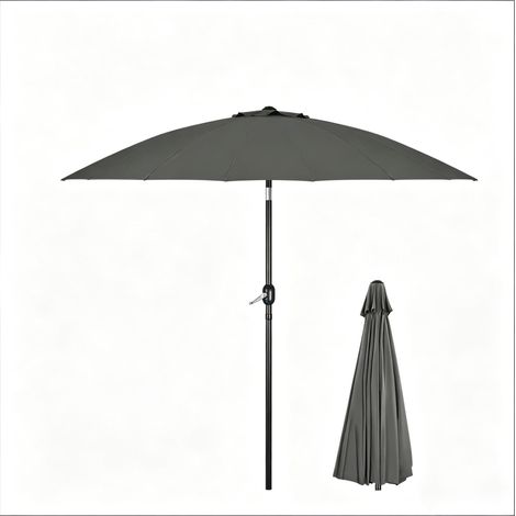 Neigbarer Garten-Sonnenschirm Ø273 x 261 cm aus Polyester, dunkelgrau, mit Kurbel HOMVRA (1/5)