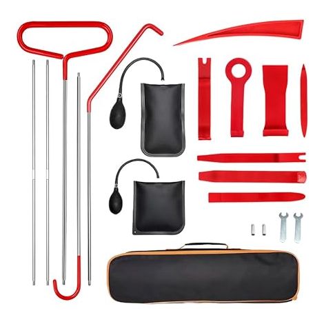 Kit d'ouverture de porte de voiture, outil de suppression de la tige, outils de suppression de la tige de 20 pièces avec pompe à air pour kit d'ouverture de porte Kit de réparation de voiture (1/5)