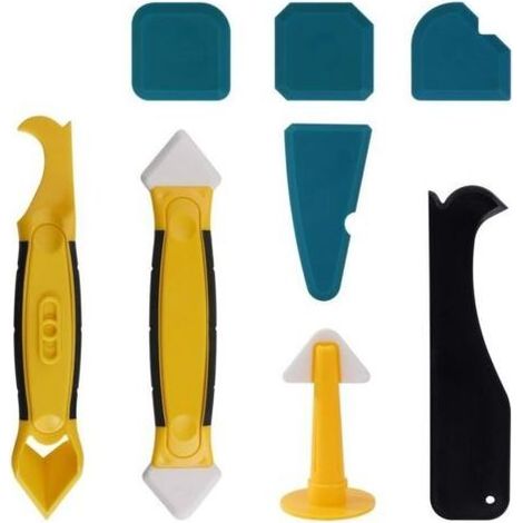 Ensemble de 8 outils de calfeutrage en silicone, grattoir à buse de calfeutrage, lisseur de joint en silicone pour salle de bain et cuisine (1/4)