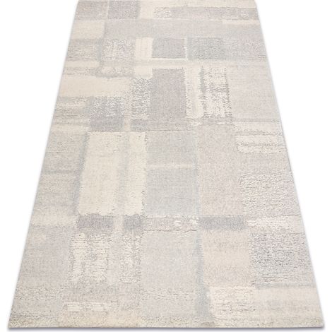 FLUX 461.43.AE110 Wollteppich OSTA - Geometrisch, Strukturell, Loft creme / grau beige 80x140 cm