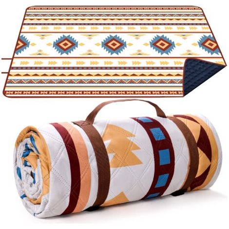 Couverture de pique-nique imperméable extra large 200 x 300 cm, couverture de plage pliable avec poignée de transport, tapis de plage confortable et lavable, pour vacances en famille, jardin (1/5)