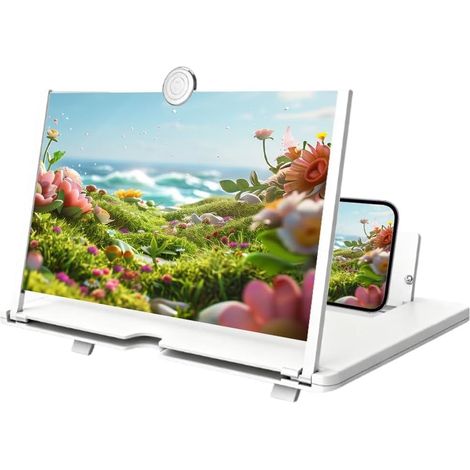 Smartphone-Bildschirmvergrößerung, faltbarer 3D-HD-Handyständer, verstellbarer Winkel, tragbare Universalvergrößerung für Eltern und Familien, geeignet für Filme, Spiele und Videos (weiß - 10 Zoll).