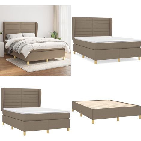 Sommier à lattes de lit avec matelas Taupe 140x190 cm Tissu - Sommier - Matelas à ressorts ensachés (1/5)