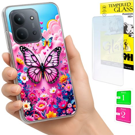 Custodia per Xiaomi Redmi 15C 5G 173mm / Custodia per Poco C85 con retro a farfalla e vetro 9H (1/5)