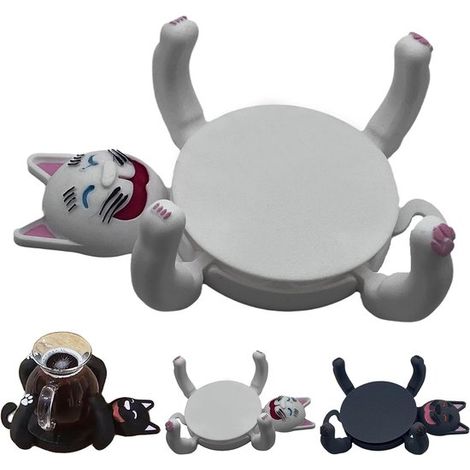 Sottobicchiere a forma di gatto stampato in 3D. Nuovo e simpatico portabicchiere a forma di gatto. Sottobicchiere divertente e creativo. Protezione per la scrivania per caffè e tè. (1/4)