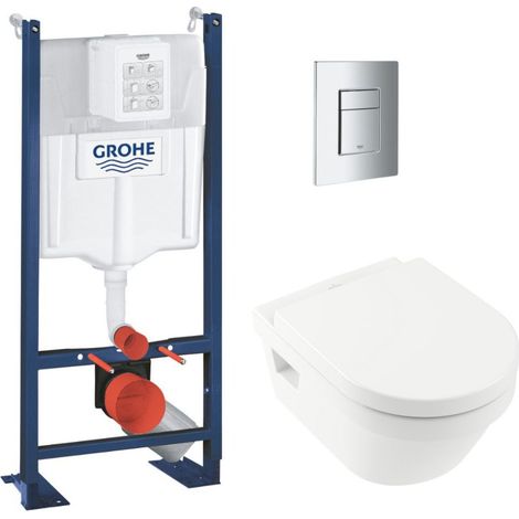 Grohe RAPID SL Pack Bâti-support + Cuvette sans bride + Abattant + Plaque chrome (PROJECTARCHI4-1) (1/5)