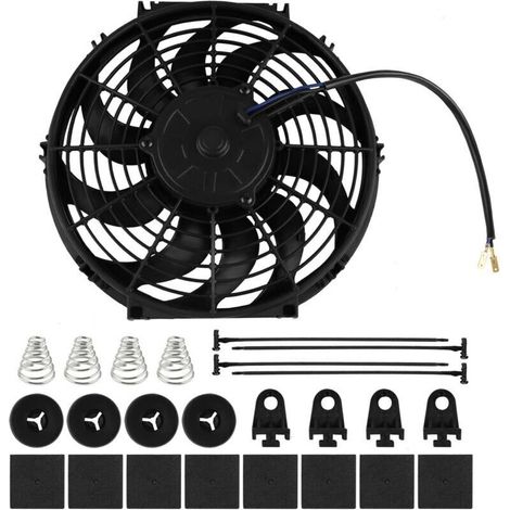 Ventilador de refrigeración eléctrico universal de 12 pulgadas, 12 V, 80 W, reversible, para montaje en radiador, para refrigeración del motor del coche - Crezuo