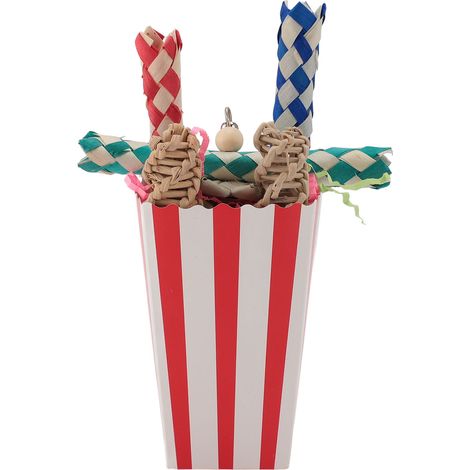 Bird Chewing Shredding Foraging Toys Colorful Encourage Instinct Bird Shredded Paper Toys for Small Medium Parrot Birds Striped Cup (1/4)