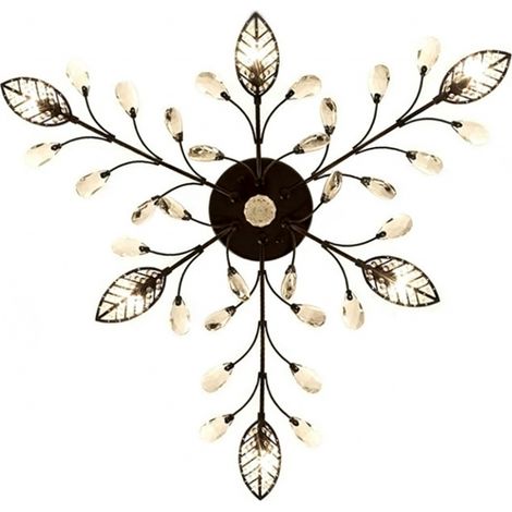 Plafonnier en cristal à 6 têtes noir sans source lumineuse plafonnier pour salle à manger lustre pour salon (1/5)
