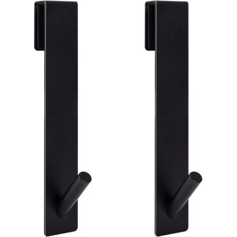 2pcs Crochets de Porte de Douche, Acier Inoxydable Crochets de Suspension pour Serviettes Sans Perçage sur Porte de Douche sans Cadre pour Salle de Bain(17,8cm Noir) (1/5)