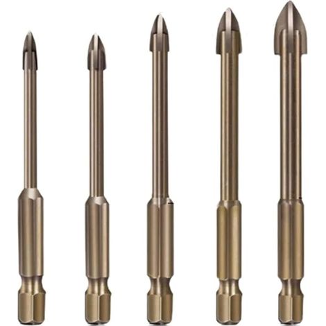 UlisemEfficient Universal Drilling Tool Drill Bit Set Thickened High Hardness Accessory Tool Carbide Drill Bit Set Multifunctional Cross Alloy Drill Bit (1/4)