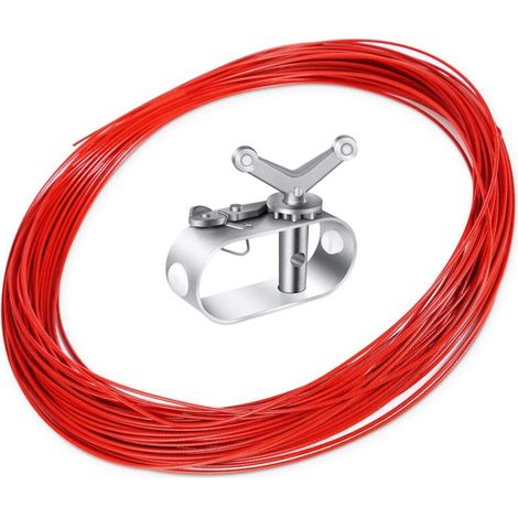 Câble Tendeur Bâche Piscine et Treuil. 30m Sangle Bache Piscine Fixe Fil et Cliquet Tendeur de Câble pour Sécuriser Les Couvertures de Piscines Hors Sol Hiver (Rouge 1 Pièces )