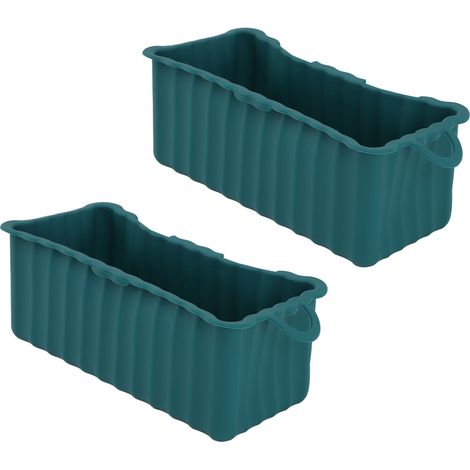 Lot de 2 bacs à graisse en silicone pour plancha Blackstone, réutilisables et rectangulaires, pour barbecue et camping, vert foncé. (1/5)