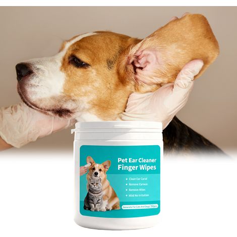 Lingettes nettoyantes pour oreilles d'animaux : nettoient délicatement les oreilles de votre animal, éliminant saletés et odeurs pour un entretien quotidien – 50 unités (1/5)