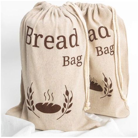 Lot de 2 sacs à pain en lin naturel Mélange biologique Sacs à pain réutilisables Sacs de conservation des aliments Sacs de rangement pour le pain (1/5)