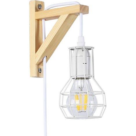 Gabbia per lampada da parete in legno "MICA" Lampadina inclusa
