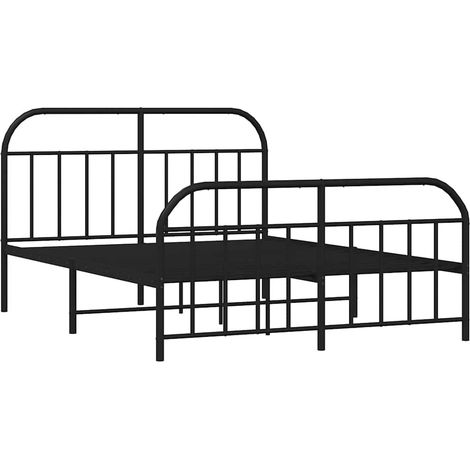 Cadre de lit métal sans matelas avec pied de lit noir 150x200cm vidaXL (1/5)