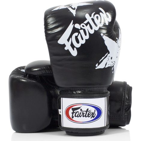 Guantes de boxeo Fairtex BGV1 Nation de cuero genuino, negros, 16 oz. (1/4)