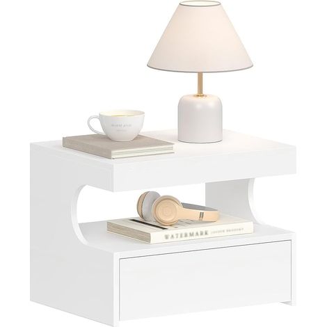 Table de Nuit Suspendue,avec 1 Tiroir Coulissant, Espace Ouvert (1/5)