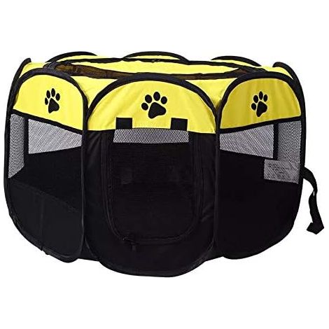Clôture pour animaux domestiques Parc à chiots spacieux Pliable (S (727240cm), Jaune)
