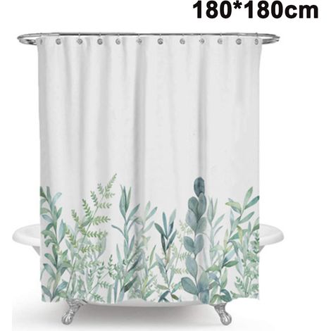 Rideau De Douche - Polyester Impermeable Anti-moisissure - Pour Baignoire Et Cabine De Douche - 180 X 180 Cm - Avec 12 Anneaux (1/5)