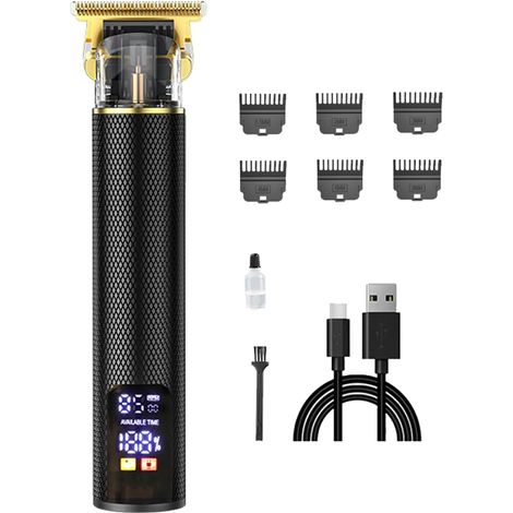 Tondeuses À Cheveux Électriques - Tondeuse Sans Fil Kit De Professionnel Avec Écran LED Ensemble Toilettage Pour Hommes, Lame En Acier Inoxydable, Zinc, Batterie U (1/5)