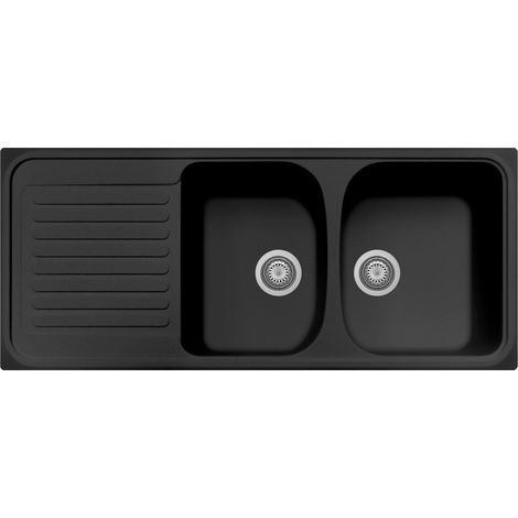 Lavello composito cucina Plados HR1162 due vasche con scolapiatti - UG 70 Nero Matt