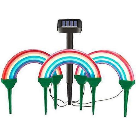 Lot de 3 lampes solaires LED arc-en-ciel pour jardin, à planter dans le sol (BD) (1/5)